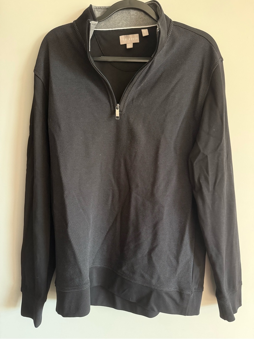 Ted Baker Men’s Black Textured Quarter-Zip Sweater